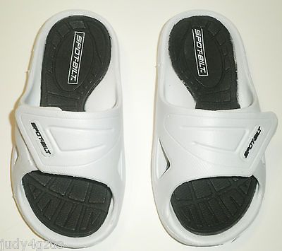 Younger Boys/Girls 11/12/13 SPORT SLIDES/Shoes WHITE/BLACK ~ New