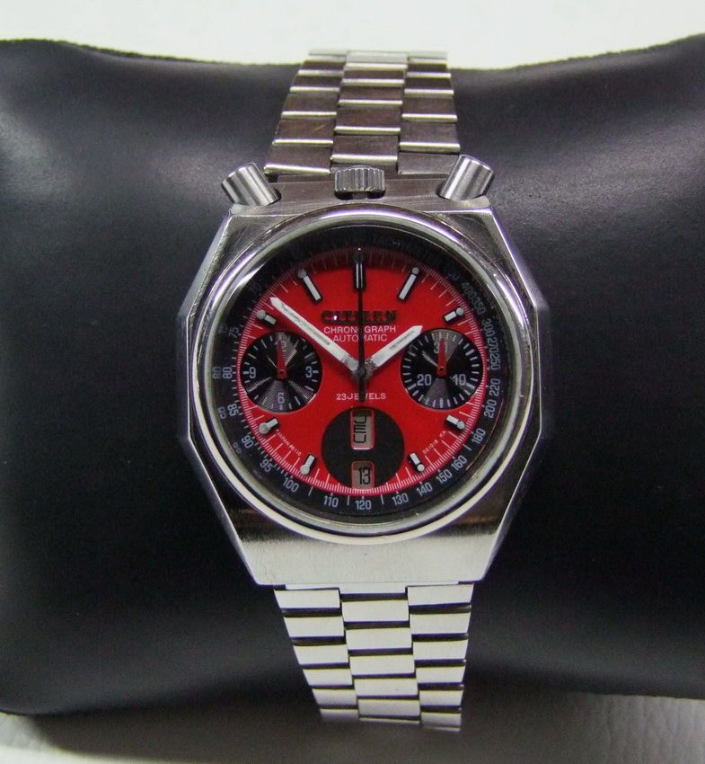 RARE SHAPE 70S CITIZEN CHRONOGRAPH BULLHEAD RED DIAL AUTO MANS