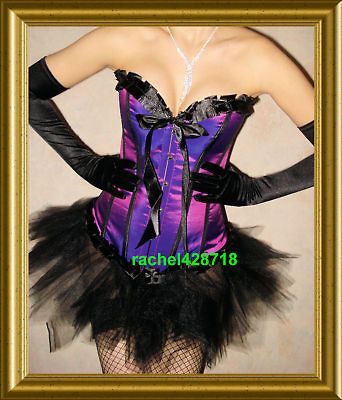 CORSET FORM FITTING TOP + TUTU + GSTRING BURLESQUE M