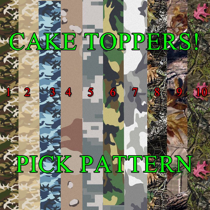 CAMOUFLAGE CAKE topper Edible image FROSTING SHEET icing paper strips