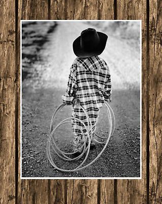 Western Cowboy Art Rope n Road Wall Decor Photo/Matte