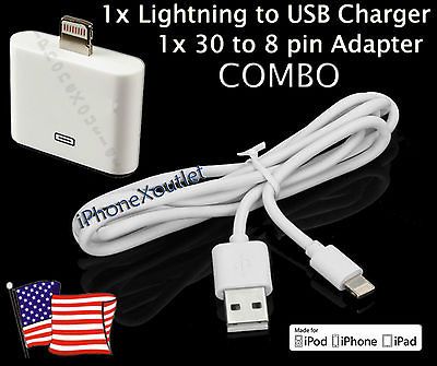 Pin to 30 Pin Adapter + USB Charger Cable Apple iPhone 5 Touch 5