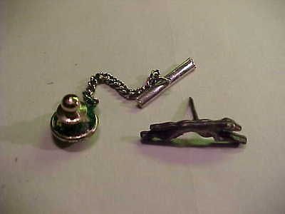 Silver Color Greyhound Dog Bus Driver Button Hole Tie Tack with Chain