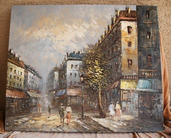 BURNETT PARISIAN SCENE 20”x 24” FREE S/H BIN SEE OTHER AUCTION