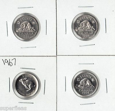 1962   1967 RABBIT   2006 NMM Canadian BRILLIANT UNCIRCULATED Nickels