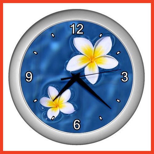 BLUE WATER FRANGIPANI FAMILY ROOM PATIO WALL CLOCK~NeW