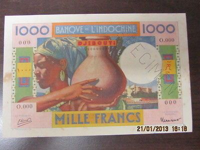 money new caledonia djbout 1000frencs specimen lot 1pcs nice