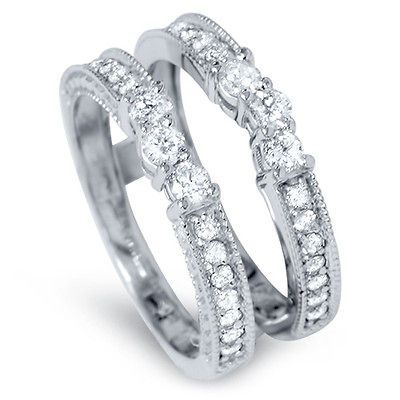 60 Carat (ctw) 14k White Gold Round Diamond Wedding Band Enhancer