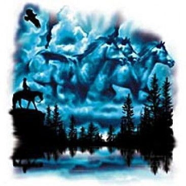 Shirt Blue Sunset Cowboy & Horse Overlooking Canyon Horse Shirt