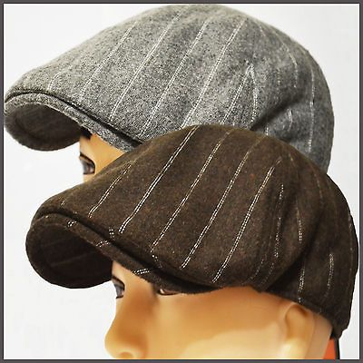 STRIPE WOOL WARM NEWSBOY DUCKBILL IVY DRIVER GOLF CASUAL HAT CAP