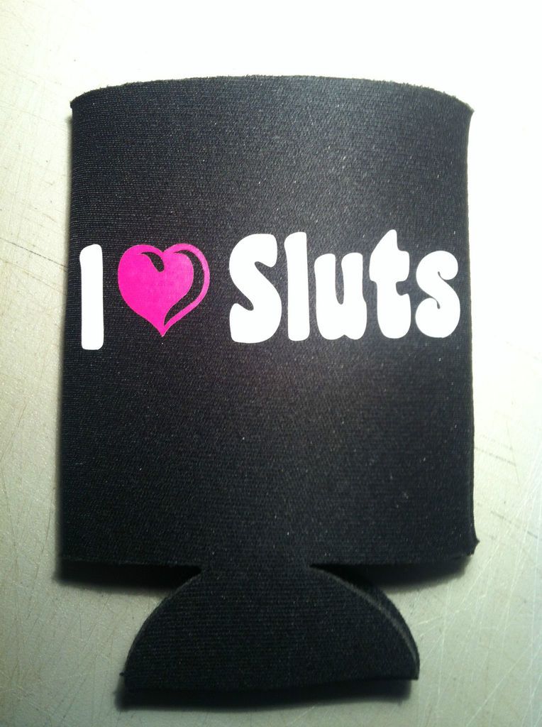 Heart Love Sluts Beer Bottle Can Koozie Holder