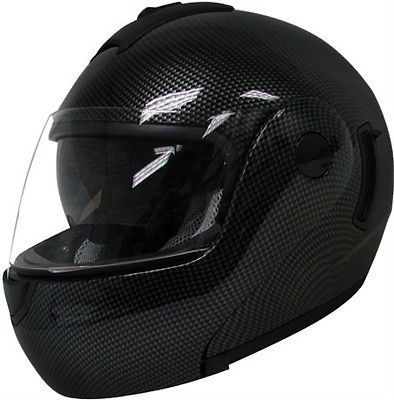 FULL FACE MOTORCYCLE HELMET CARBON FIBER DUAL SHIELD SUN VISOR~M