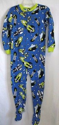 BOYS 3T 36M WILD BLUE SPACE GLOW ZIP UP FOOT BLANKET SLEEPER NWT