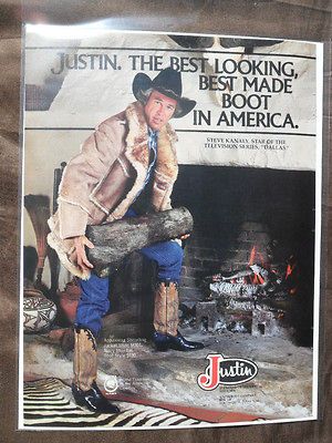 1981 Print Ad JUSTIN Western Cowboy Boots STEVE KANALY from DALLAS TV