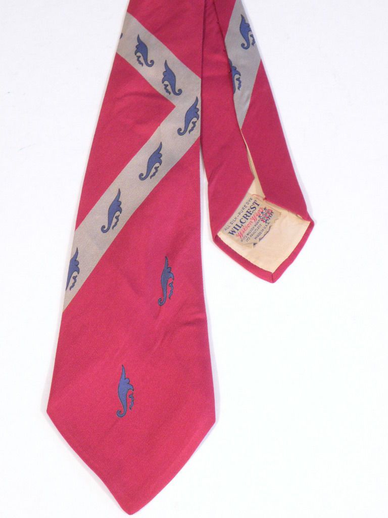 Vtg 40s Neck Tie Swing Era Bold Print Silk Wilson Wear Lindy Hop 52.5L