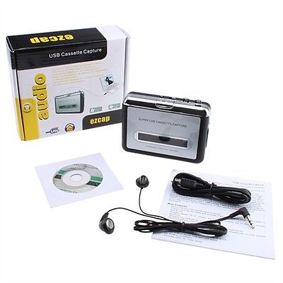 New Black Silver Portable USB Cassette Tape Converter to  CD Player