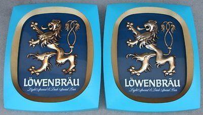 Vintage 1978 Beer Signs, pair, Löwenbräu, lion, great man cave