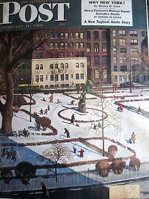 Evening Post Cover Art Snow City Park Children Snowball Fort Play