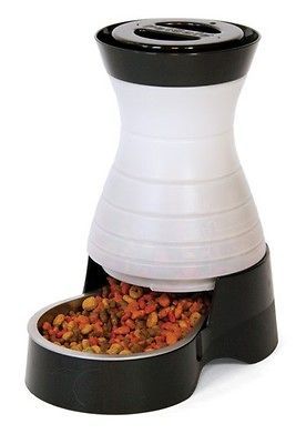 Dog Eating Feeder.Gravity Dogfood Flow.White Black Design.Cat Pet Food