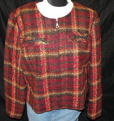 Chadwicks Career Tweed Crop Jacket 12 Petite Multi Color