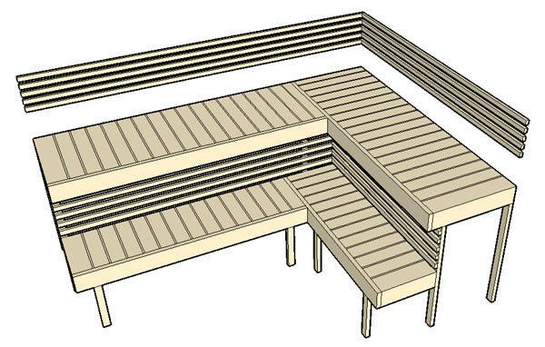 SAUNA BENCH ASPEN TRENDLINE MODULE KIT (SMALL / MEDIUM / LARGE)