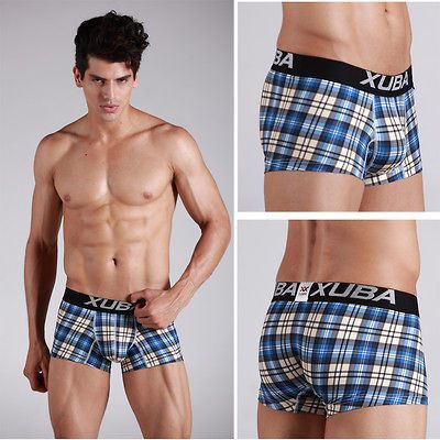 XUBA Charming Men’s Underwear Classics Blue Chequer Milk Silk Boxer