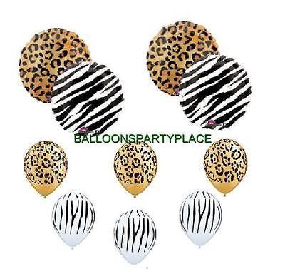 SAFARI BALLOONS Leopard Zebra black white party supplies decorations