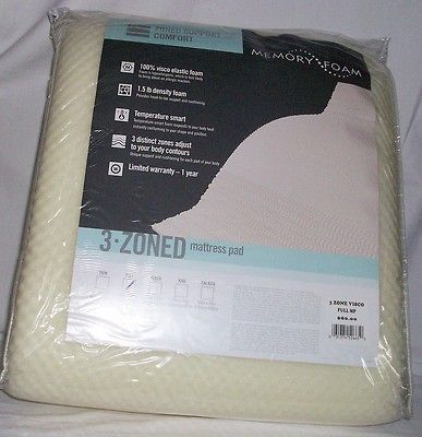 Charter Club 3 Zone Full Mattress Pad Memory Visco Elastic Foam