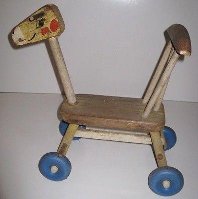 & Old 50s GIRAFFE Wooden Ride On Childrens Toddler Toy Adorable