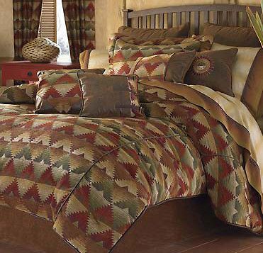 SANTA FE Queen COMFORTER 4PC Set SOUTHWESTERN Chenille Rust Brown Gold