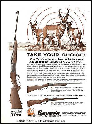 1961 SAVAGE Model 99 99 DL RIFLE AD 61 Prices~99 F & 99 E Carbine w