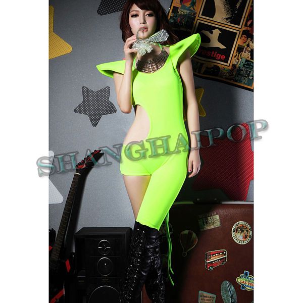 Green Jumpsuit Body Stocking Space Costume Fancy Dress Outfit Sexy