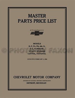 Chevrolet Master Parts Book 1924 1925 1926 1927 1928 Chevy Car and