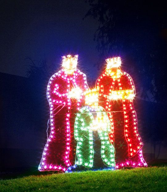 LIGHTED OUTDOOR 3 THREE WISEMAN CHRISTMAS YARD DISPLAY