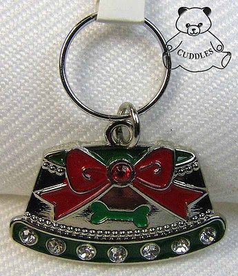 Christmas Dog Bowl Pet Charm Tag Metal Ganz Xmas Holiday Dish Puppy