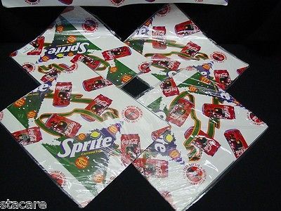 of Coca Cola Sprite Christmas Gift Wrapping paper Scrapbooking NIP