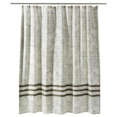 New Threshold Ruffle Shower Curtain Ivory/Black with Gray/Yellow