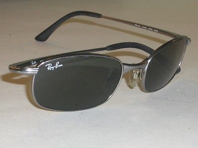 BAN RB3162 SLEEK G15 CHROME RECTANGULAR FLEX HINGES SUNGLASSES w/CASE