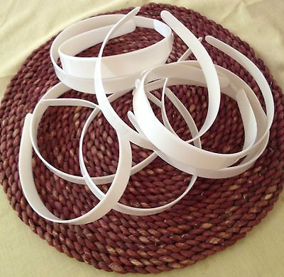 BULK LOT OF 10 WHITE PLASTIC HEADBANDS 20MM