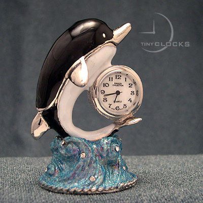 Mini Clocks, Black & White Dolphin Miniature Clock