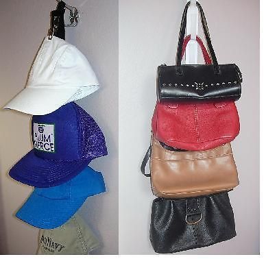 HAT BALL CAP PURSE CLOSET HANGER WALL DISPLAY ACCESSORY ORGANIZER HANG