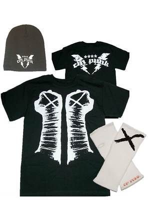 CM PUNK White Fists T shirt Beanie Armband Costumes