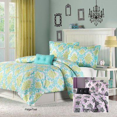 Mizone Paige/ Megan Comforter Set Teal/Purple W/Pillow ALL Sizes