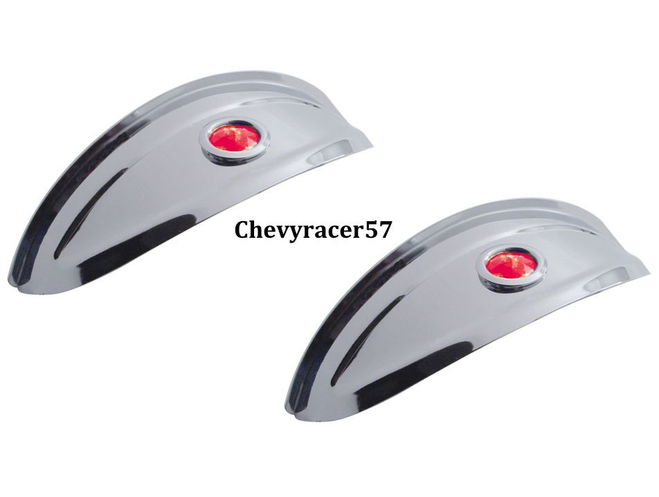 HEADLIGHT HEADLAMP LIGHT BULB CHROME TRIM COVER SHIELD VISORS RED