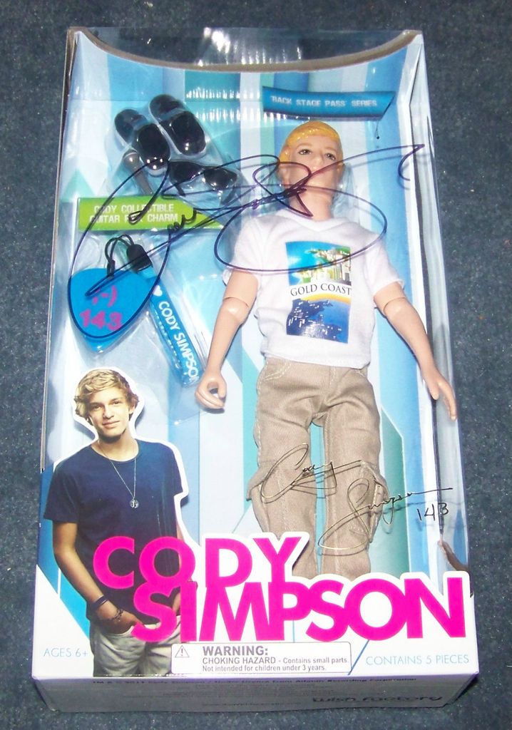 Cody Simpson Autographed White T Shirt and Khaki Pants Doll WCoa