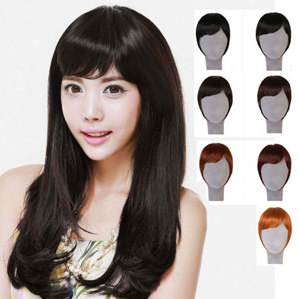 CLIP IN ON SHORT POWER VOLUME BANG FRINGE SIDE LONG HAIR EXTENSIONS