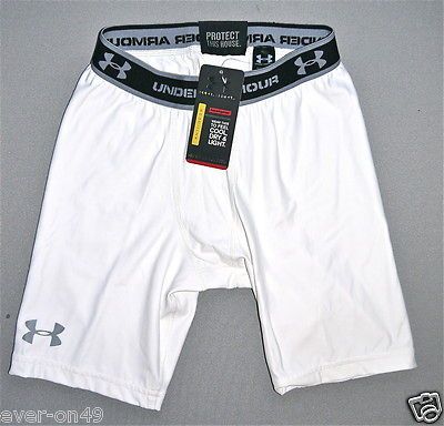 Armour Mens XL 2XL UA HeatGear HG Compression 7 White Shorts 1232684