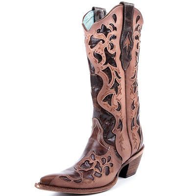 Corral Brown Tooled Cowboy Boots  C1933  Several Sizes