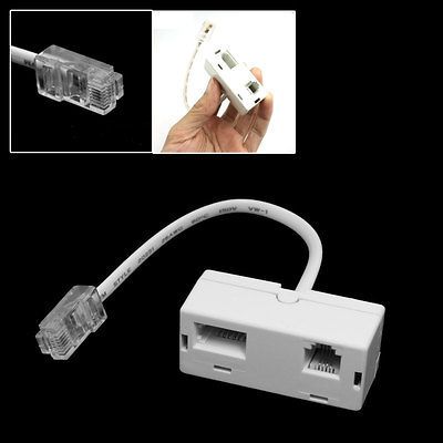 White RJ45 Plug to BT RJ11 Socket Telephone Secondary Adapter