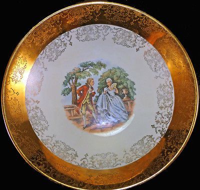 Vintage Sabin China Crest O Gold Colonial Couple Pattern 5.5d Fruit